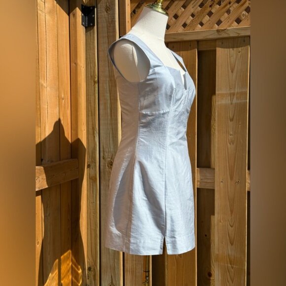 🆕 CULT GAIA 🧿 NWOT Marizia Silk-Dupioni Mini Dress, Coastal Blue - Sz US 2 - Picture 6 of 16